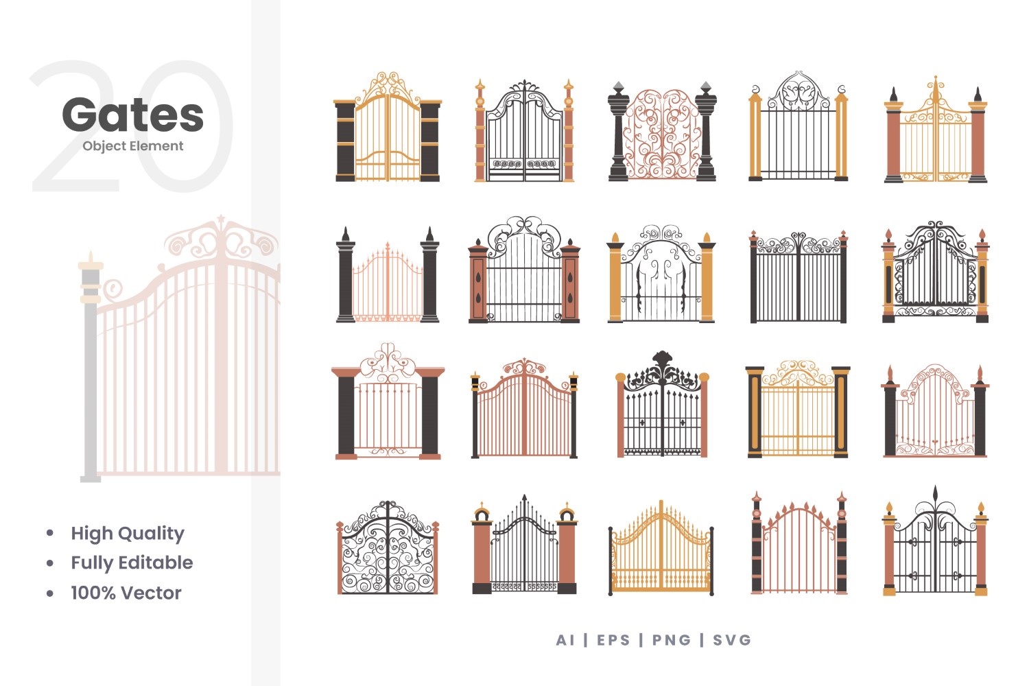 20 Gates Vector Element Set