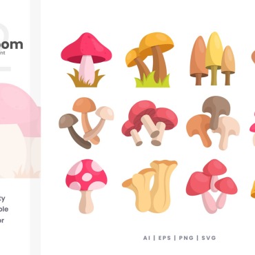 Colorful Mushroom Illustrations Templates 378606