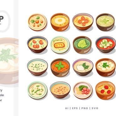 Flat Soup Illustrations Templates 378612