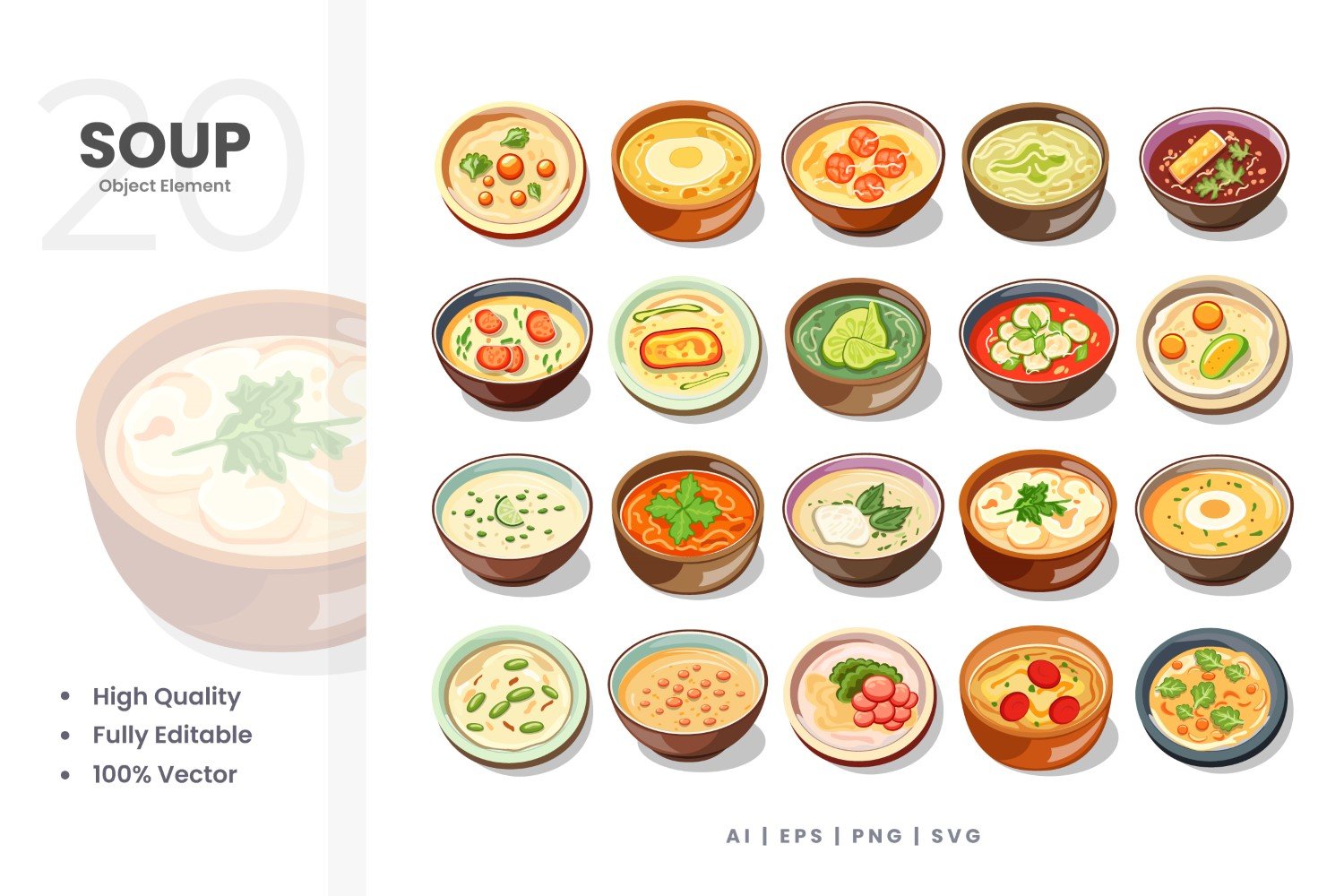 20 Soup Vector Element Set