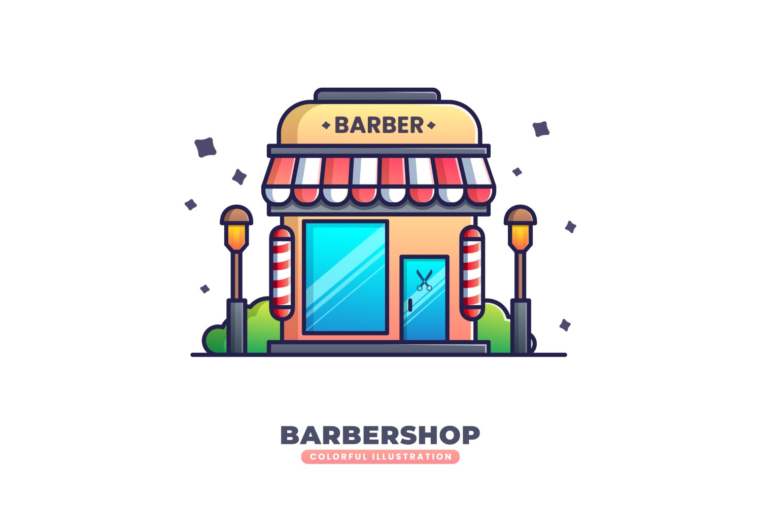Barber Shop Building Illustration