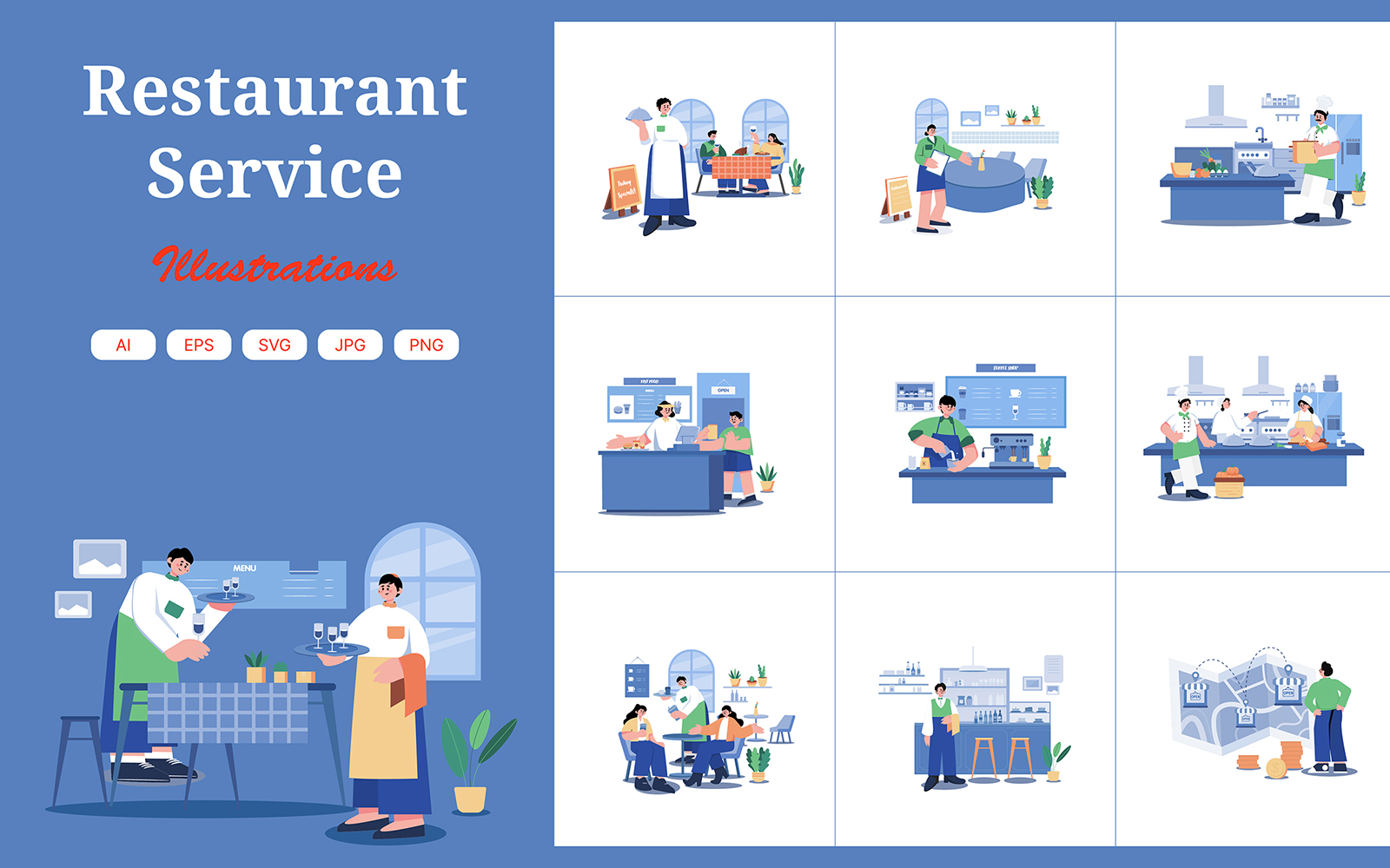 M566_Restaurant Service Illustration Pack