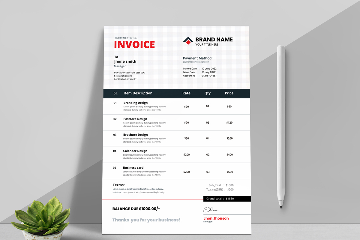 Minimal Invoice Templates Layout