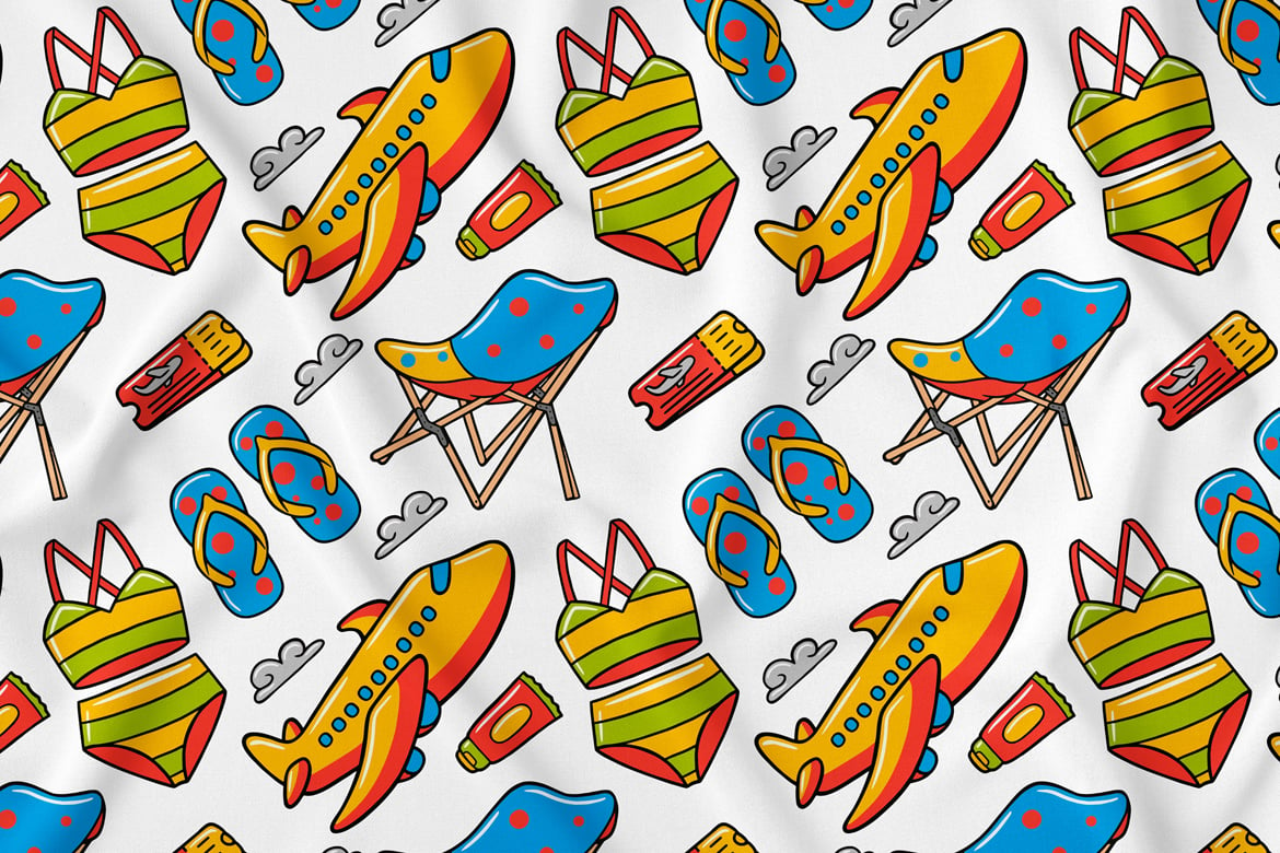 Traveller Kawaii Doodle Seamless Pattern 03