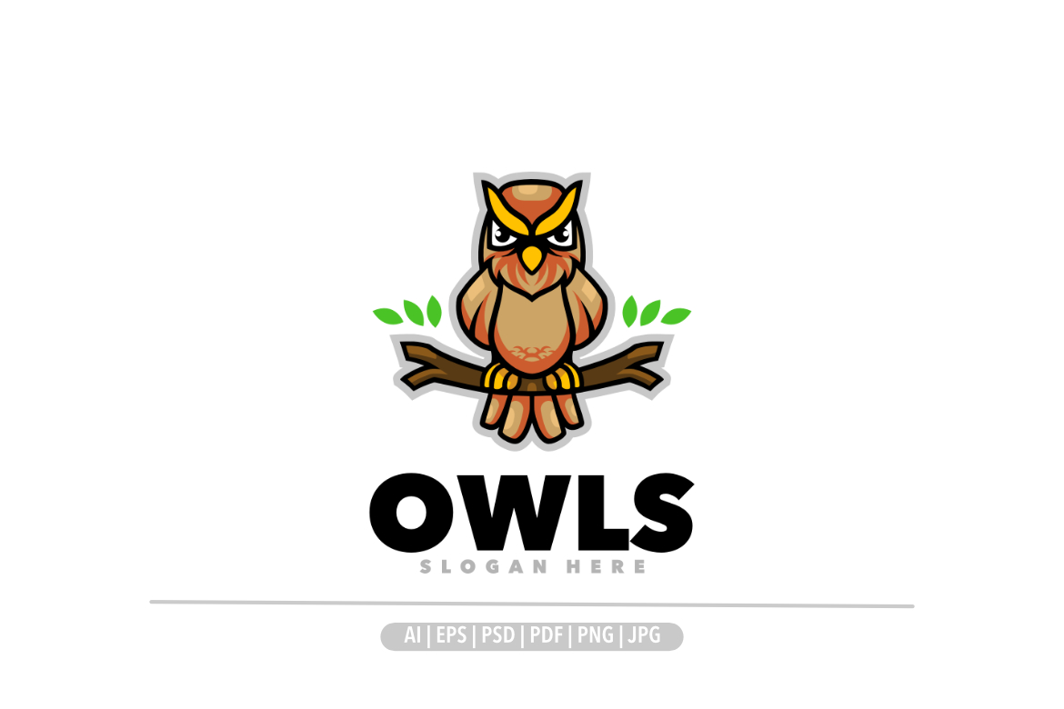 Cute owl mascot logo design illustration