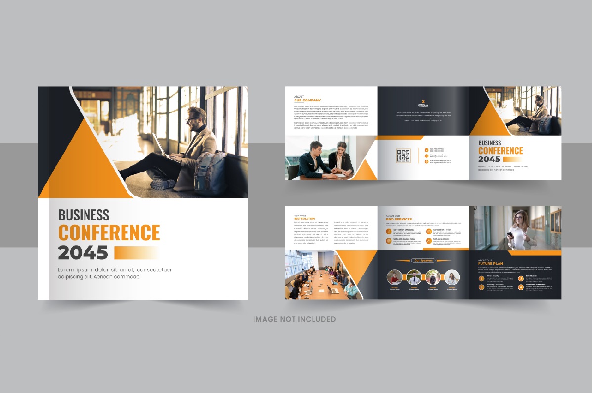 Business conference square trifold brochure design