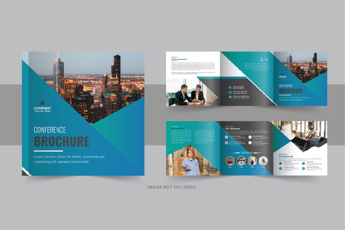 Business conference square trifold brochure layout