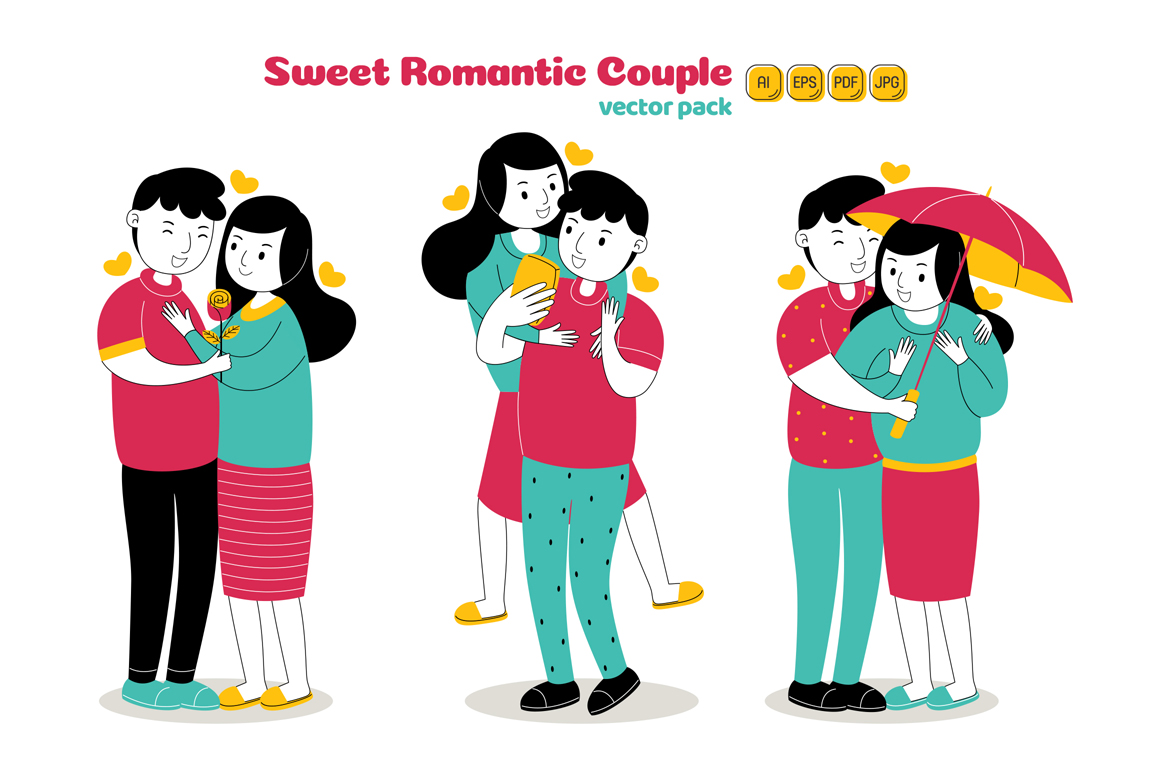 Sweet Romantic Couple Vector Pack 01