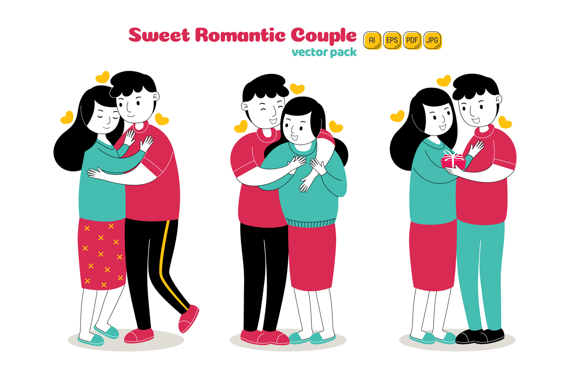 Sweet Romantic Couple Vector Pack 02