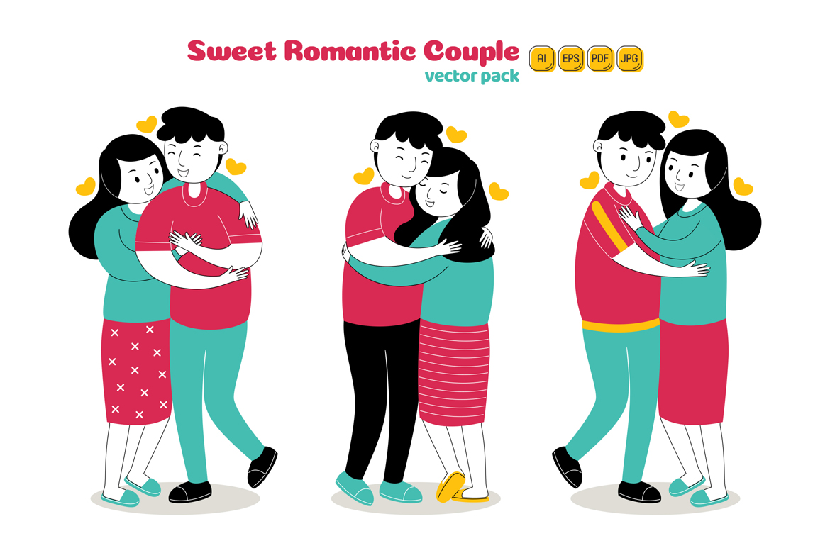 Sweet Romantic Couple Vector Pack 03