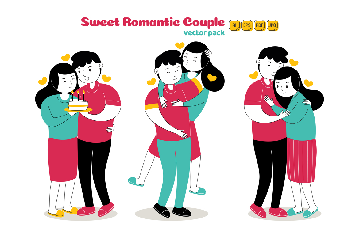 Sweet Romantic Couple Vector Pack 04