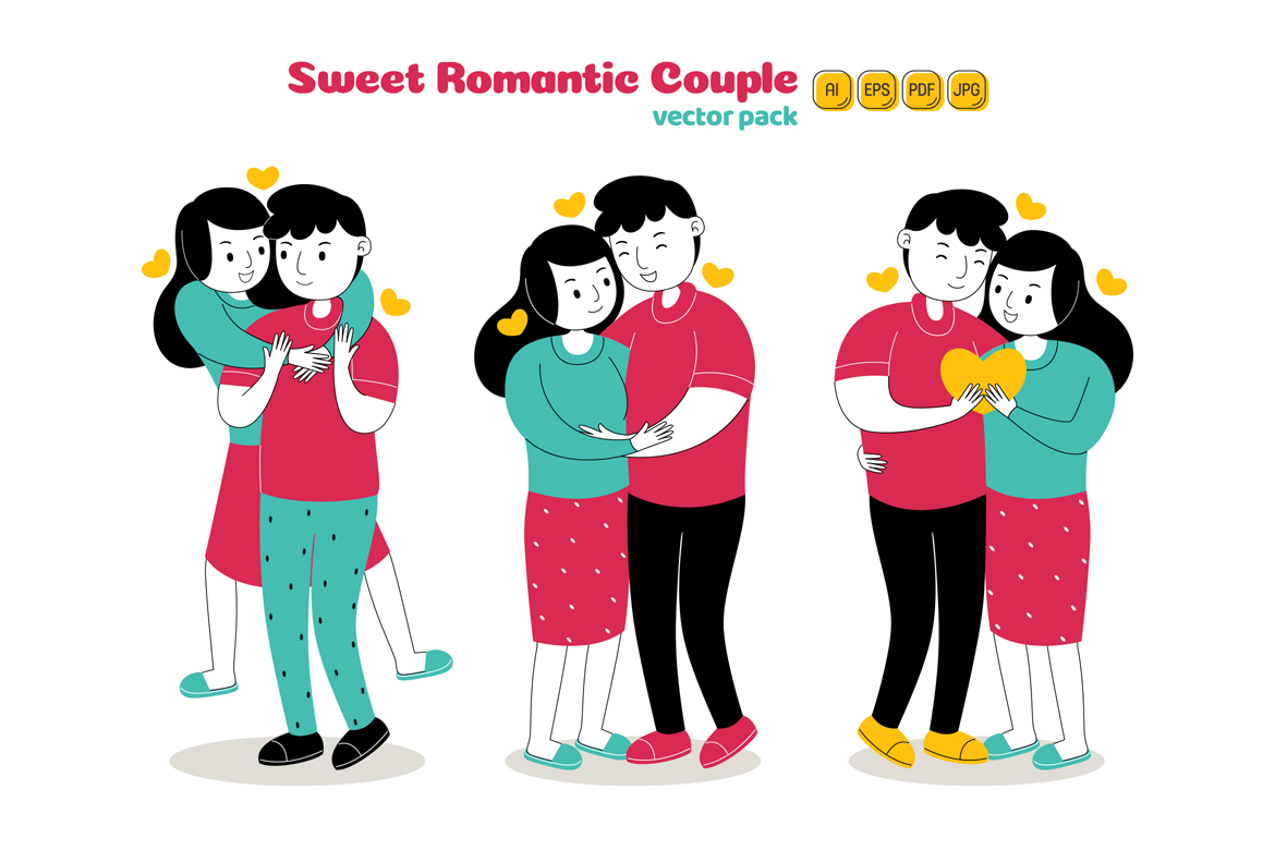 Sweet Romantic Couple Vector Pack 05