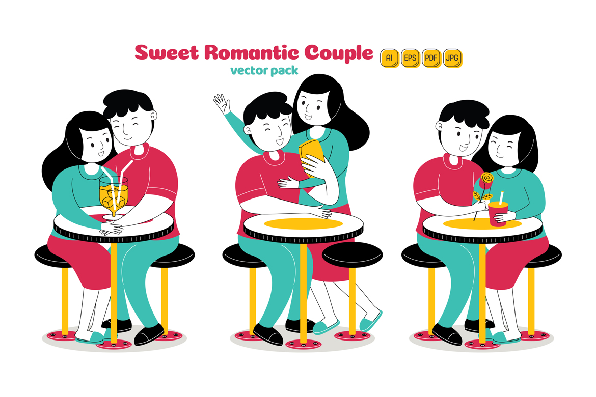 Sweet Romantic Couple Vector Pack 06