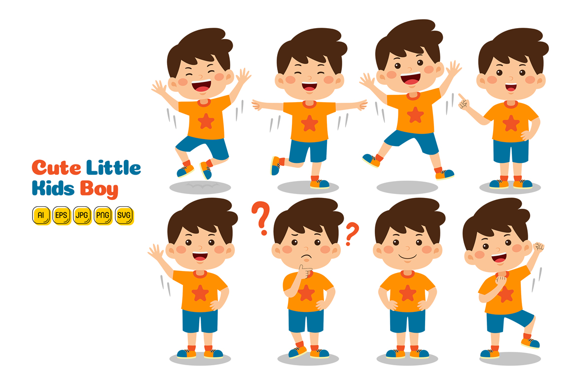 Cute Little Kids Boy Vector Pack #01