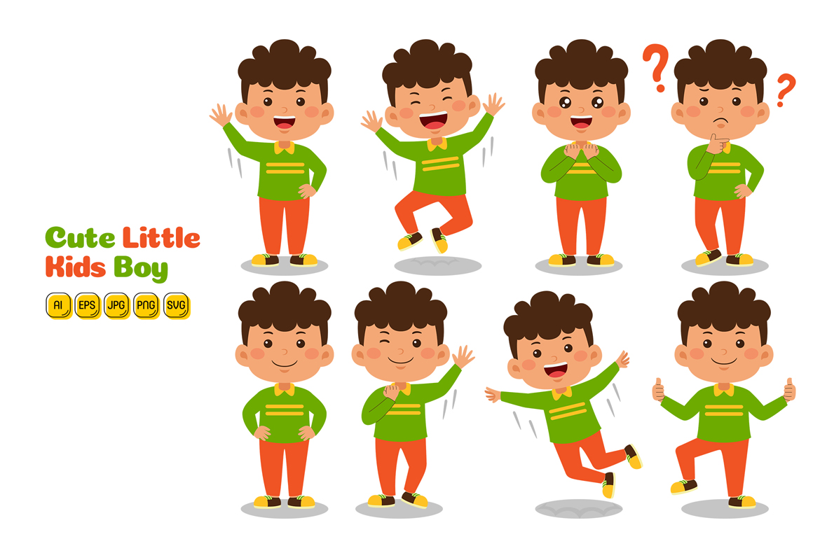 Cute Little Kids Boy Vector Pack #02