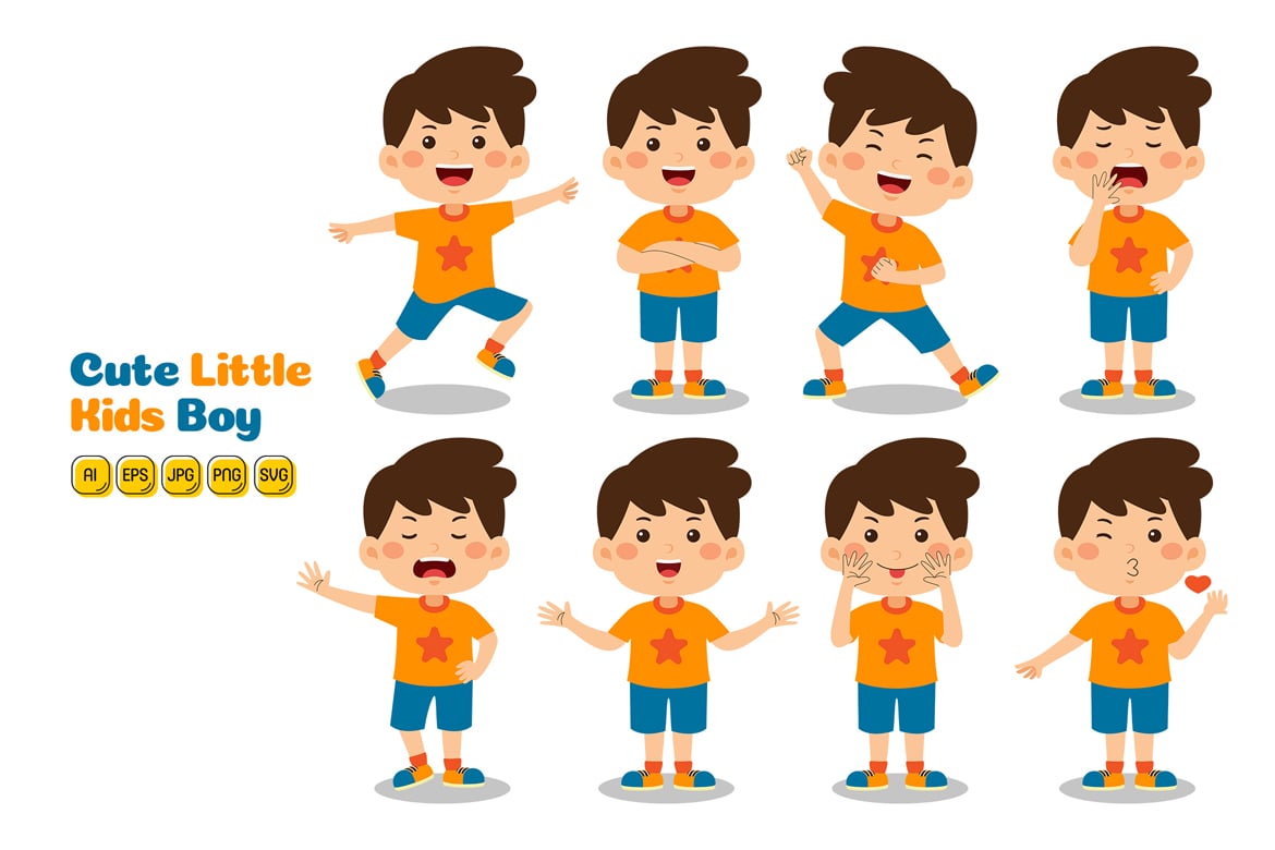 Cute Little Kids Boy Vector Pack #03