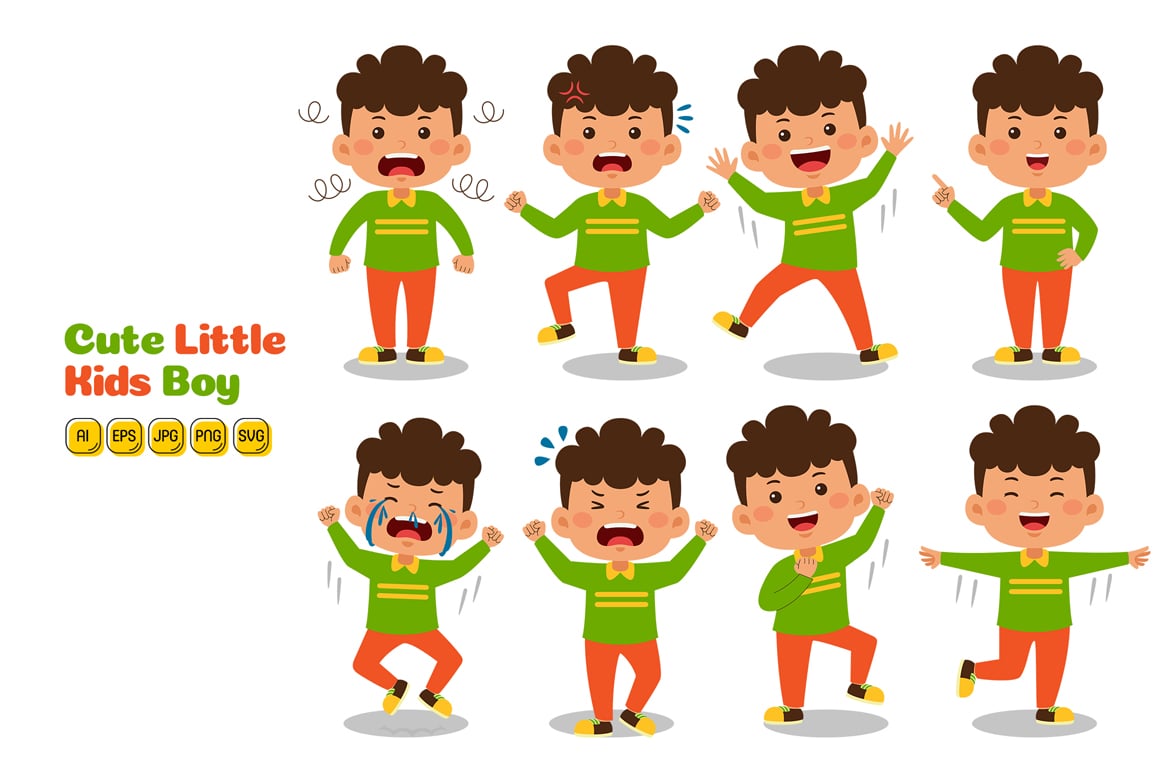 Cute Little Kids Boy Vector Pack #05