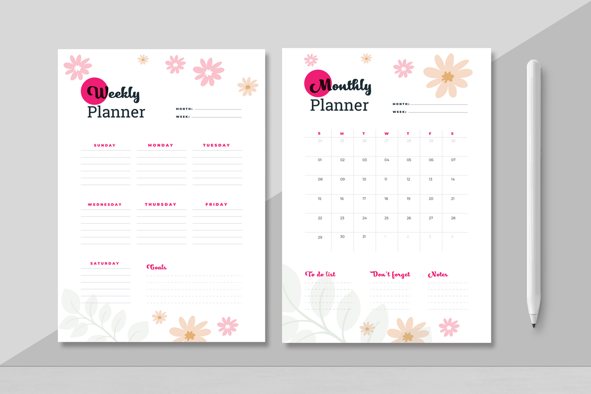 Weekly and Monthly Planner Template