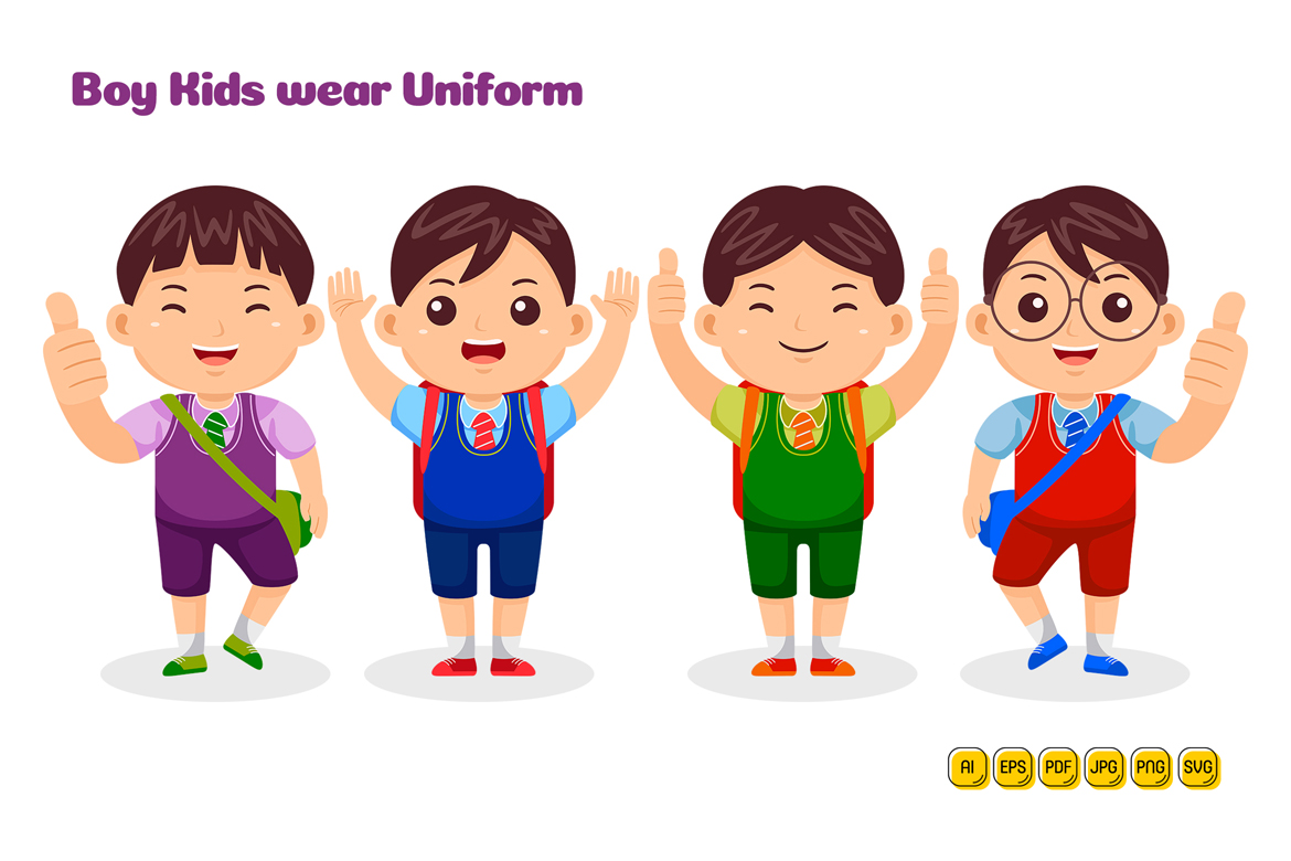 Boy Kids wear Uniform Vector Pack #01