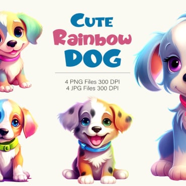 Rainbow Dog Illustrations Templates 379086