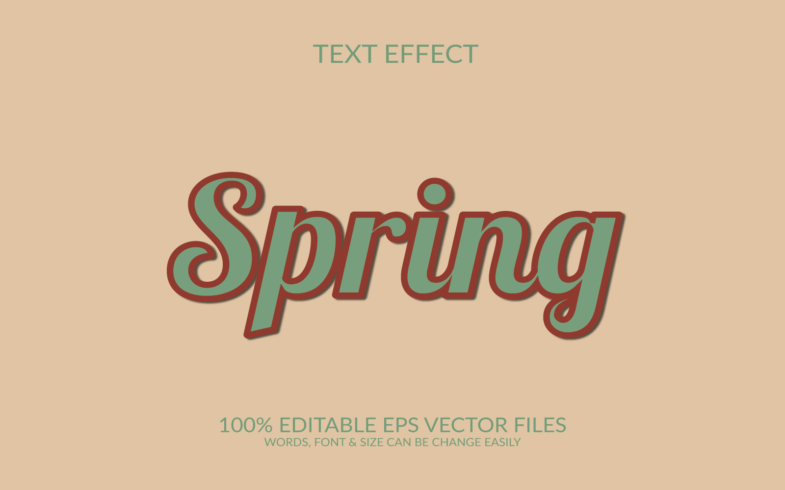 World spring day fully editable vector eps text effect