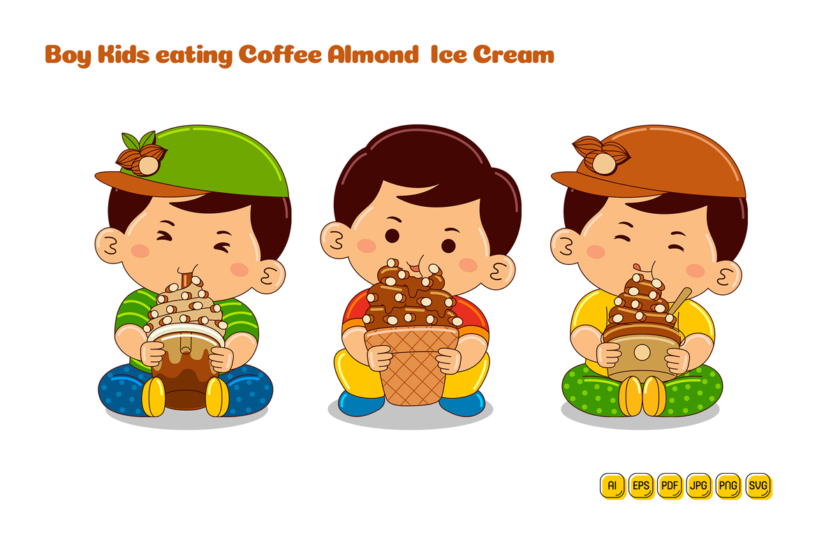 boy drinking coffee almond ice cream #01