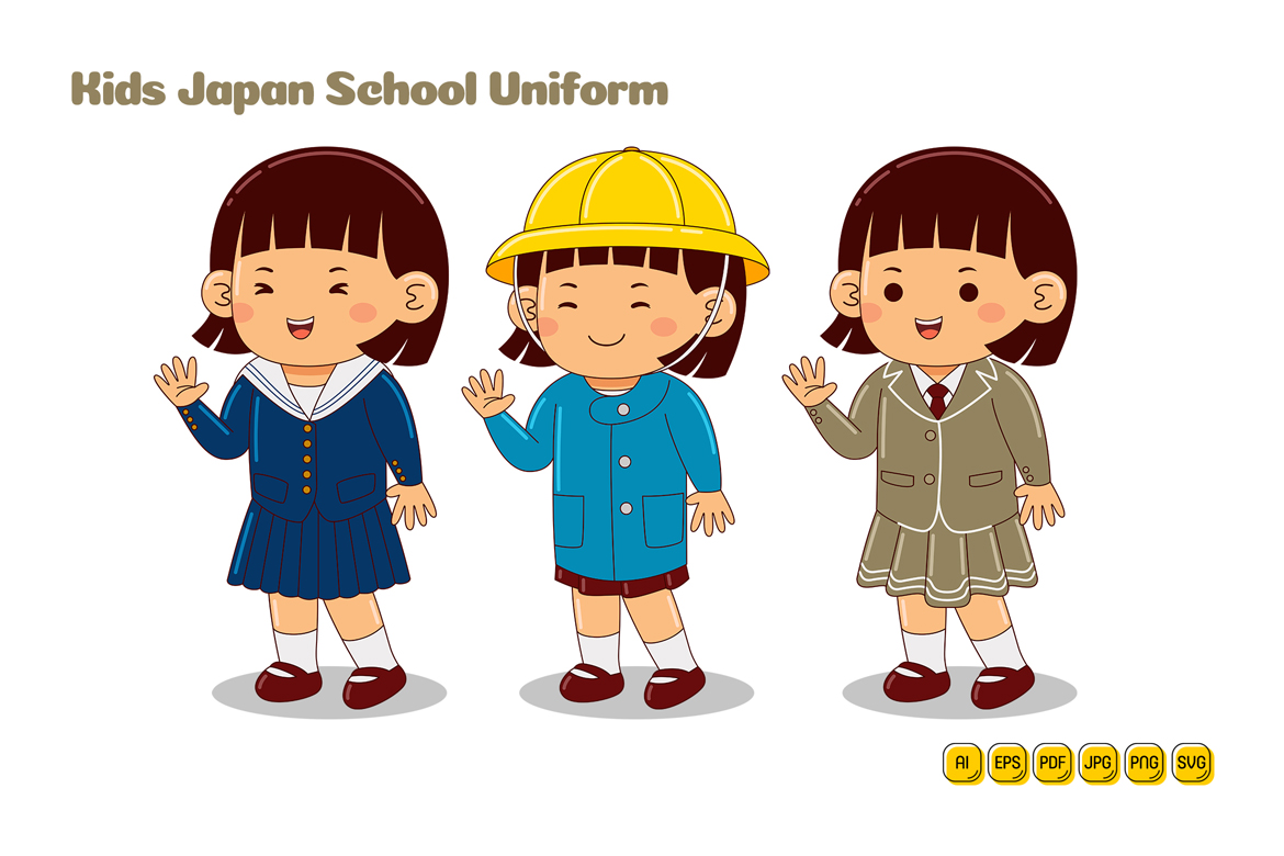 Kids Japan School Uniform Vector Pack #01
