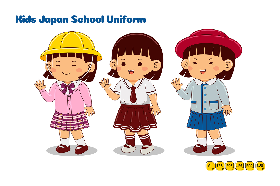 Kids Japan School Uniform Vector Pack #02