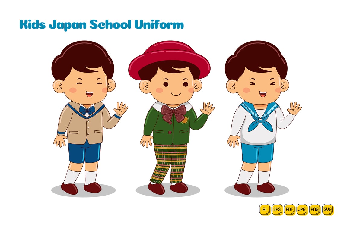 Kids Japan School Uniform Vector Pack #07