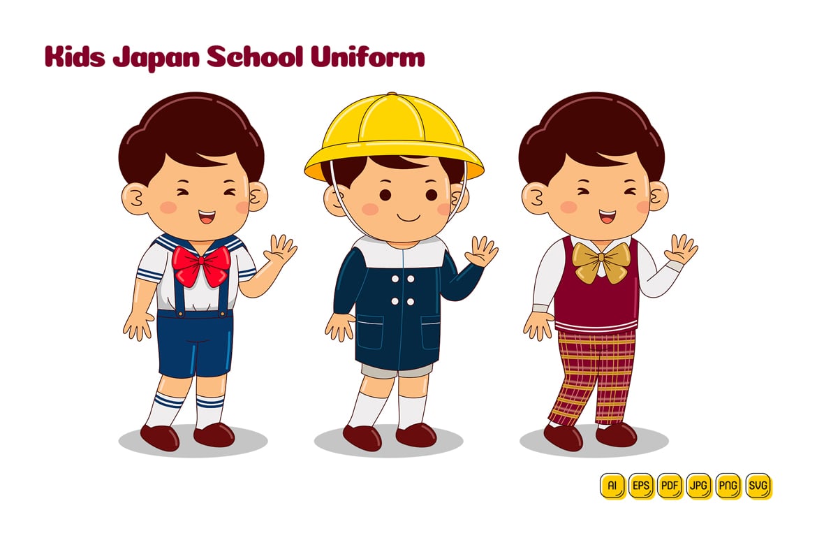 Kids Japan School Uniform Vector Pack #08