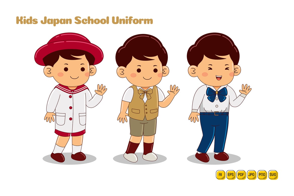 Kids Japan School Uniform Vector Pack #09