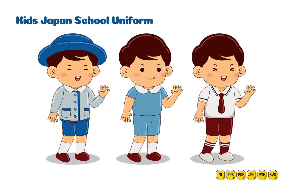 Kids Japan School Uniform Vector Pack #10