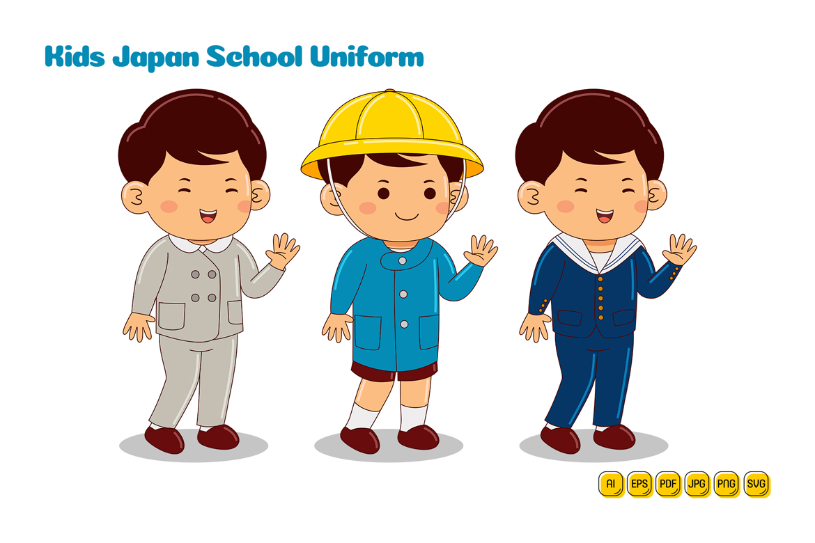 Kids Japan School Uniform Vector Pack #12