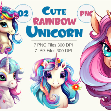 Rainbow Unicorn Illustrations Templates 379252