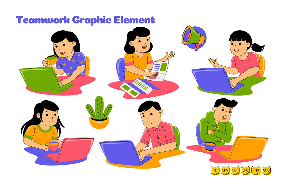 Teamwork Graphic Element Vector Illustration #02