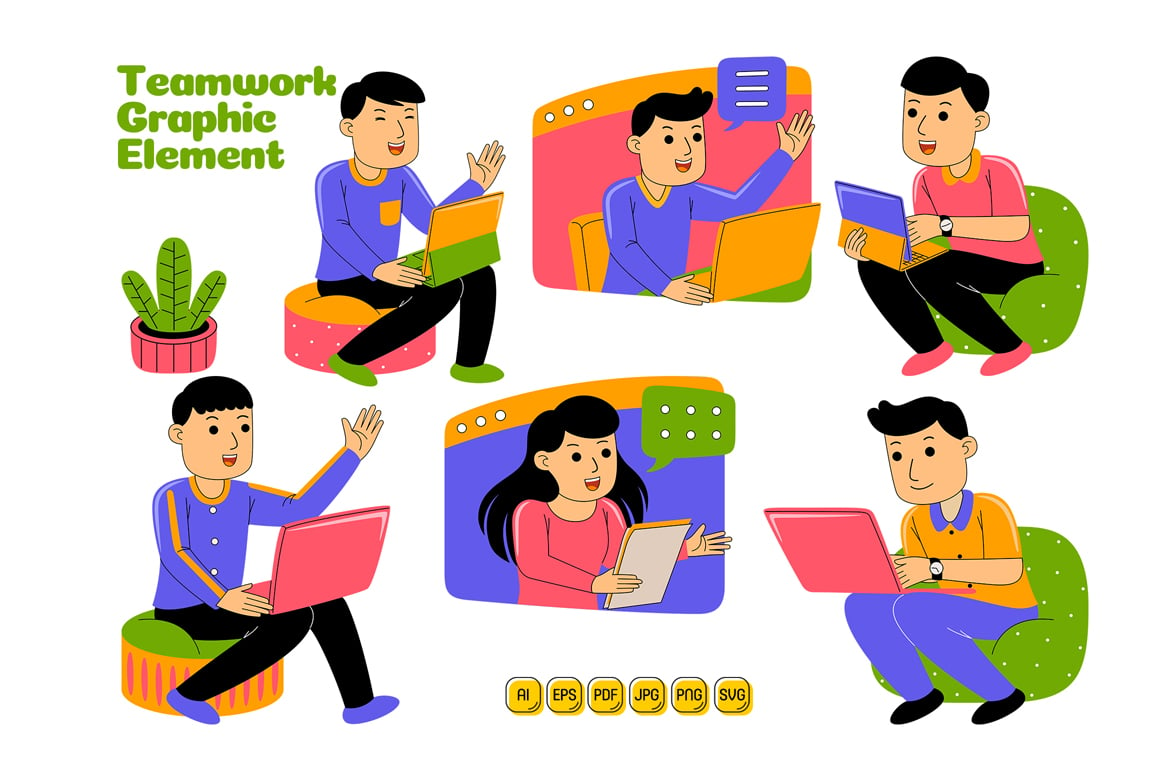 Teamwork Graphic Element Vector Illustration #04