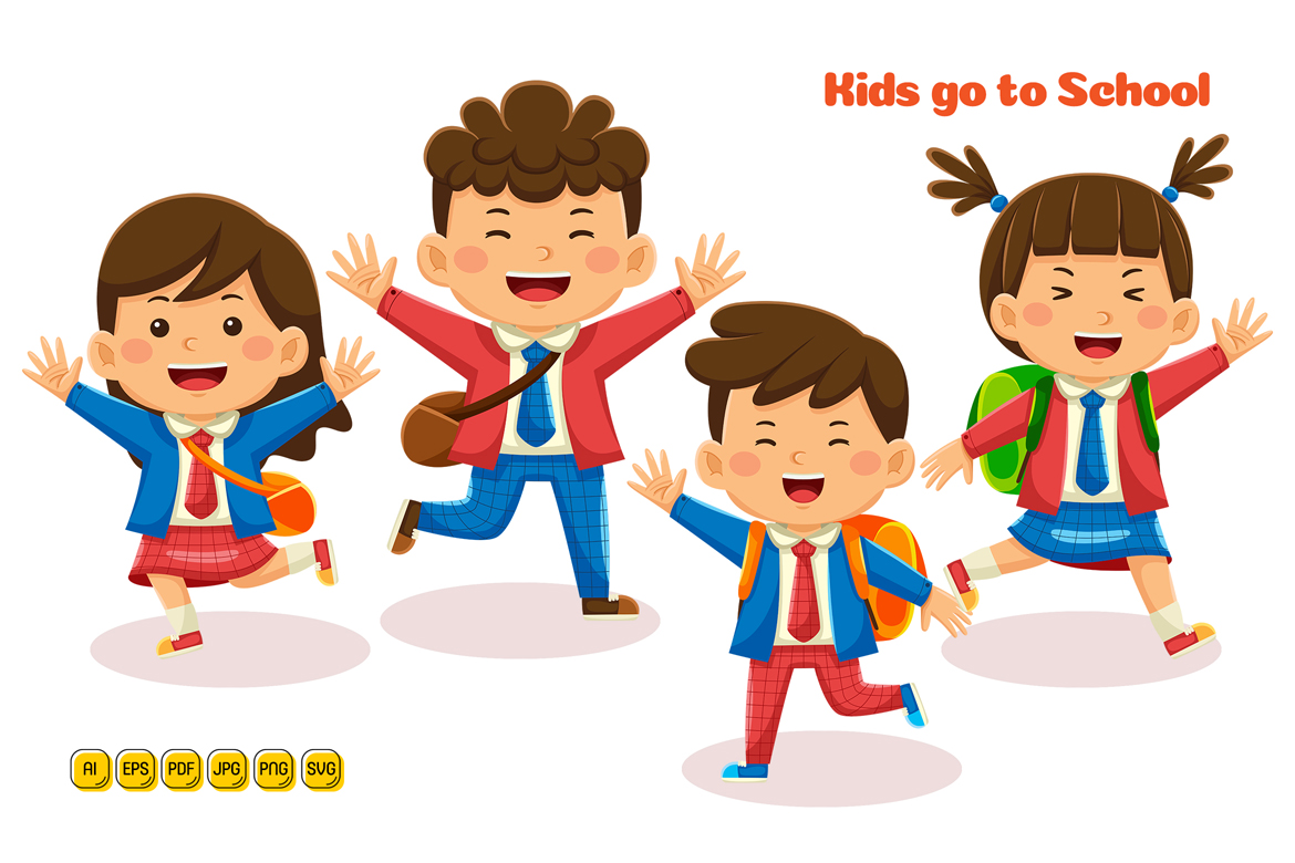 Kids go to School Vector Illustration 01