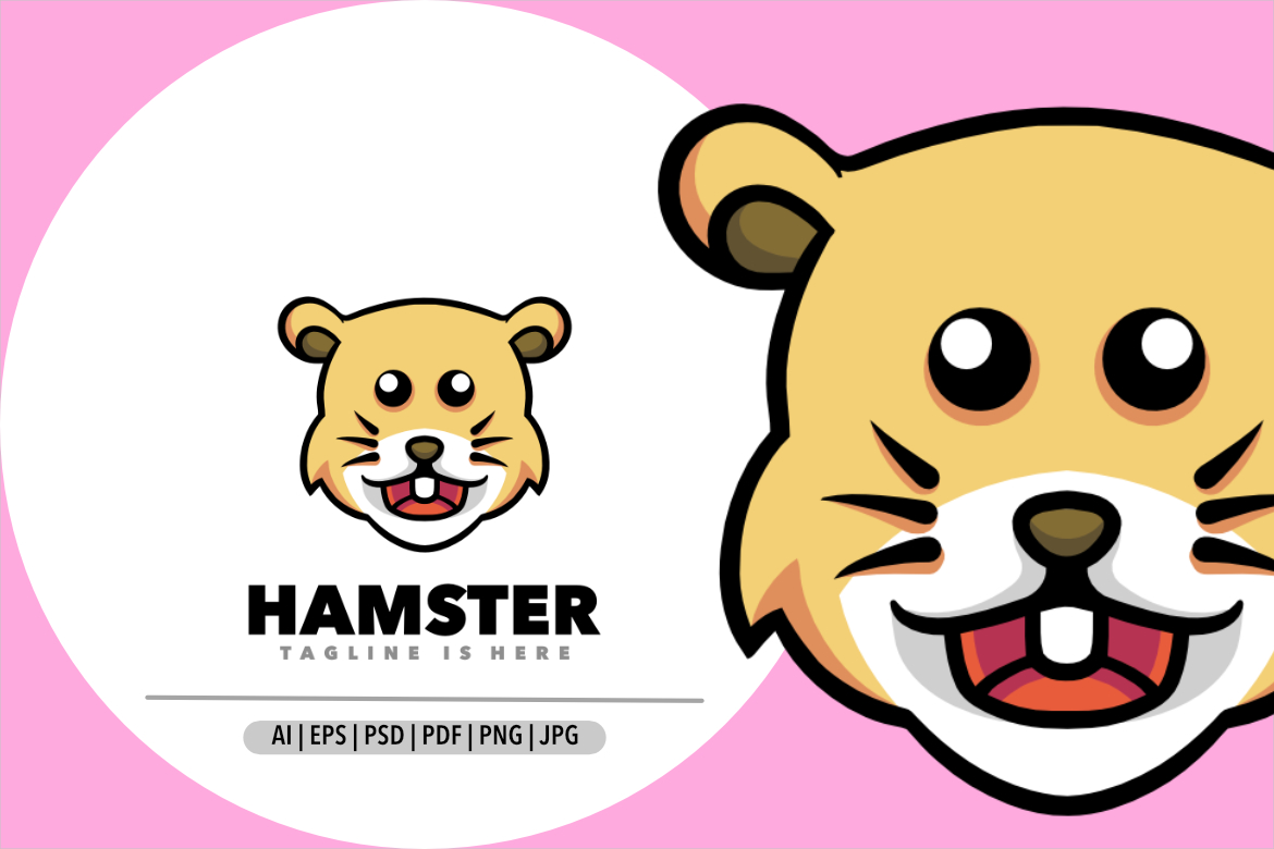 Cute baby hamster logo design illustration