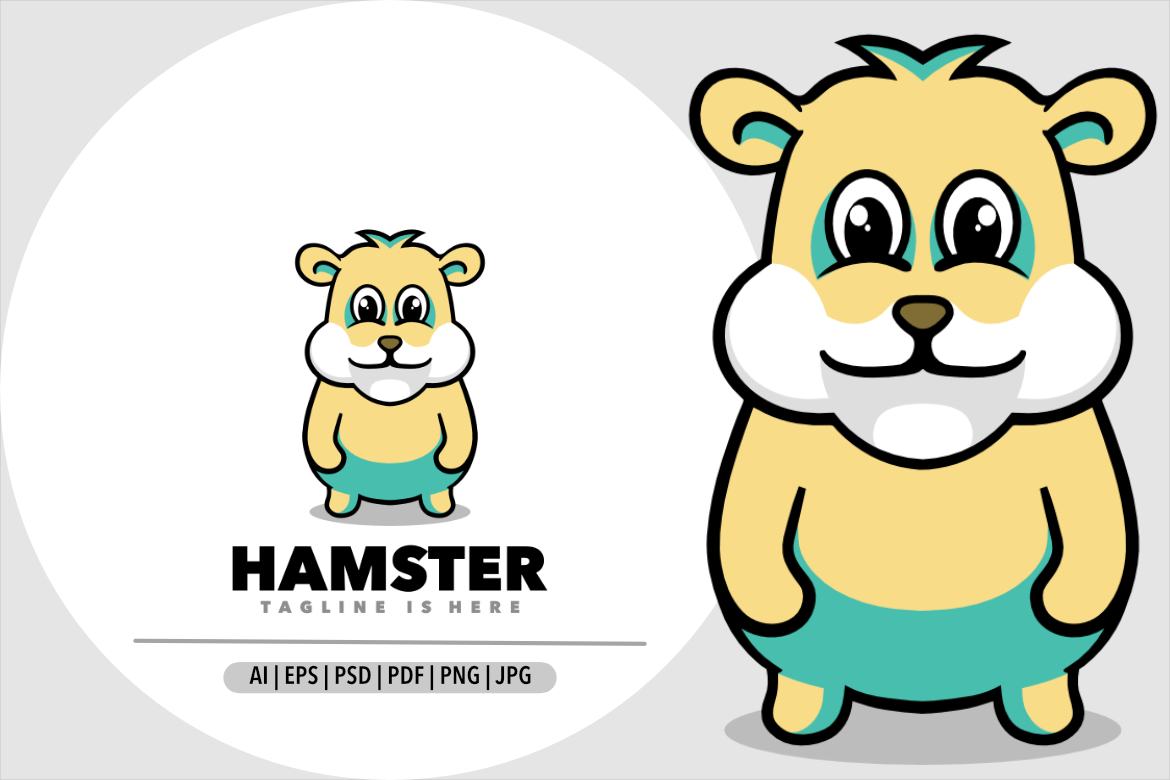 Cute hamster fat mascot cartoon design logo