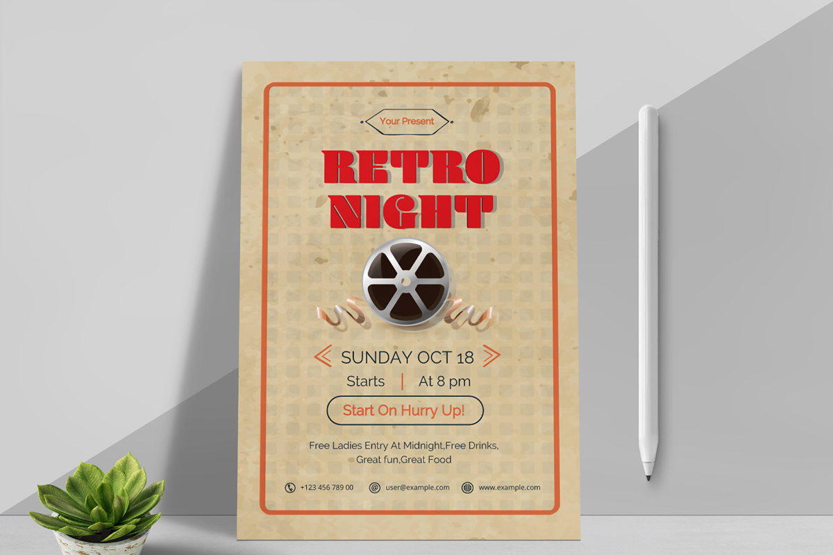 Retro Style Party Flyer Template