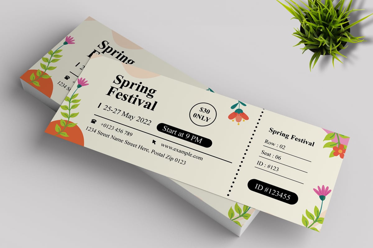 Spring Festival Ticket Template