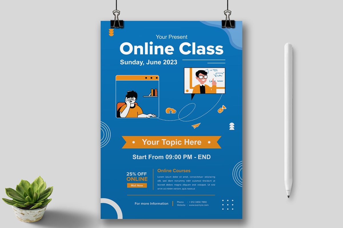 Online Class Presentation Flyer Template