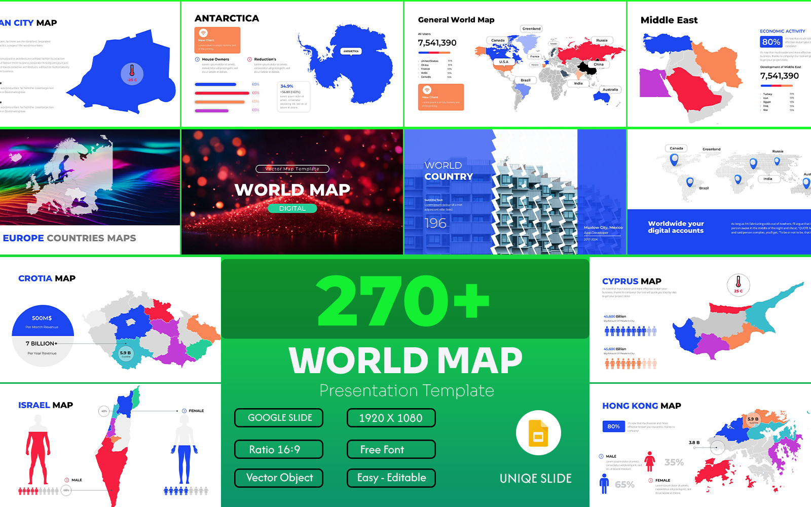 World Map Google Slide Presentation Template