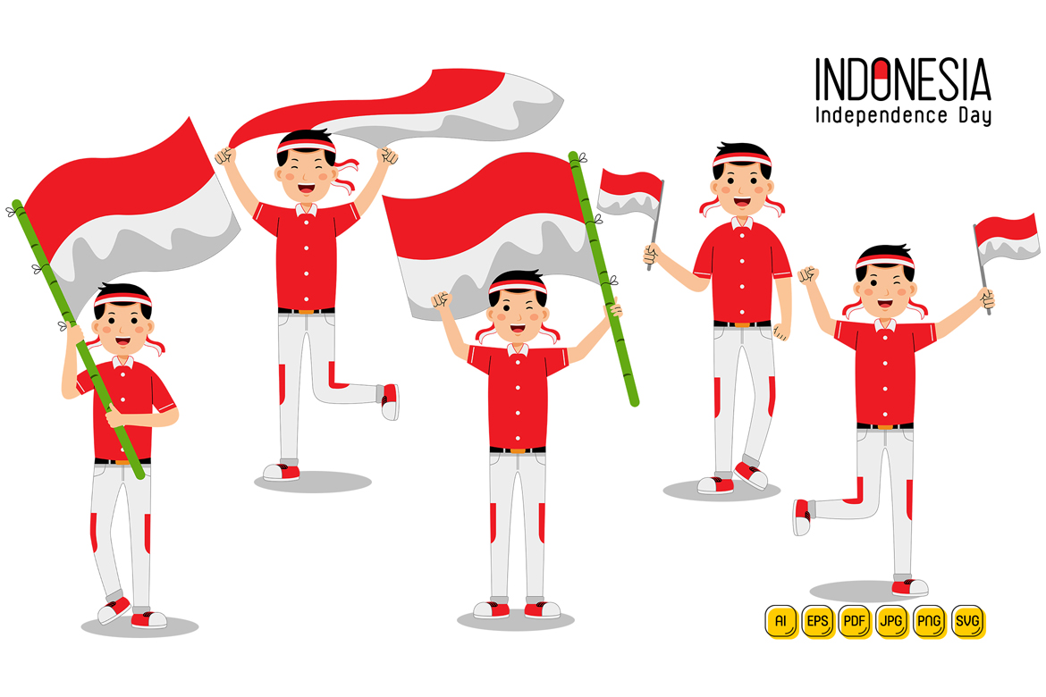 Young Man Celebrate Indonesia Independence Day #02