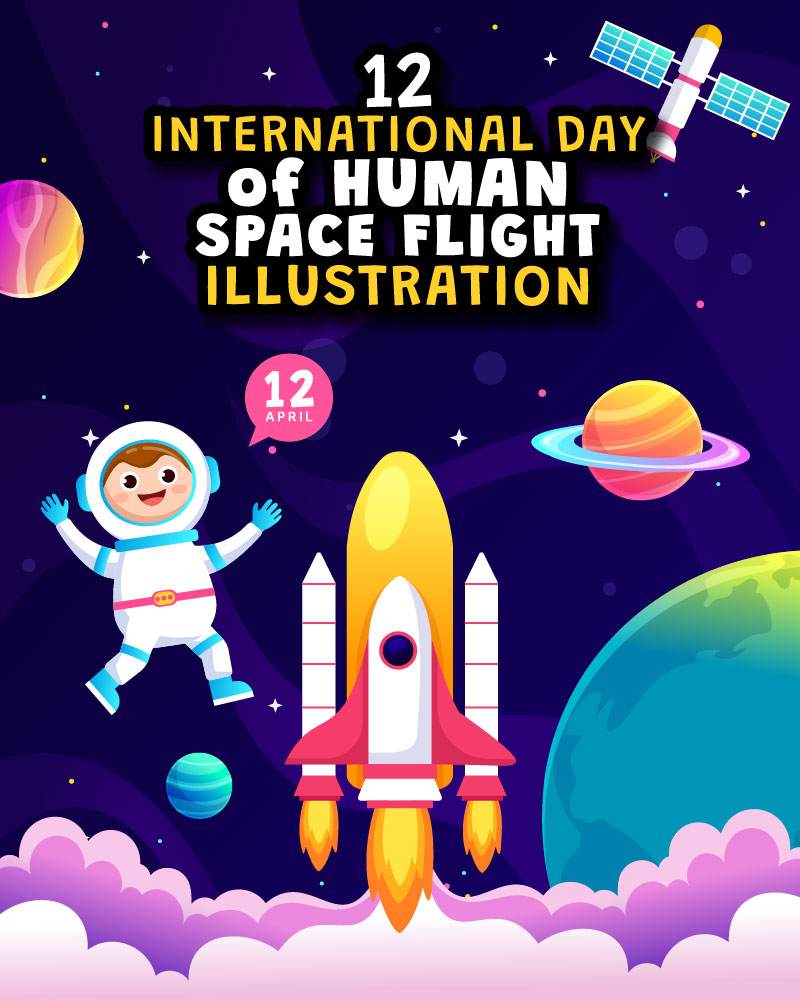 12 Human Space Flight Day Illustration