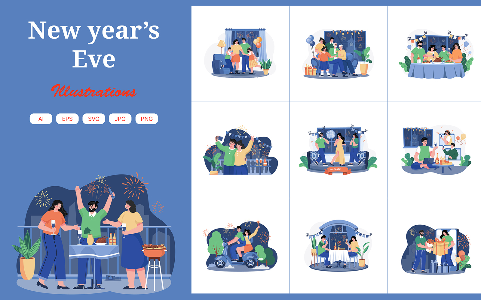 M520_New Year’s Eve Illustration Pack