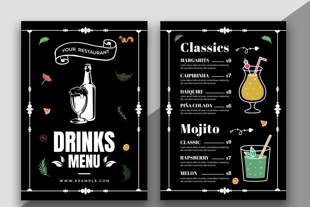 Drinks Menu Template Layout