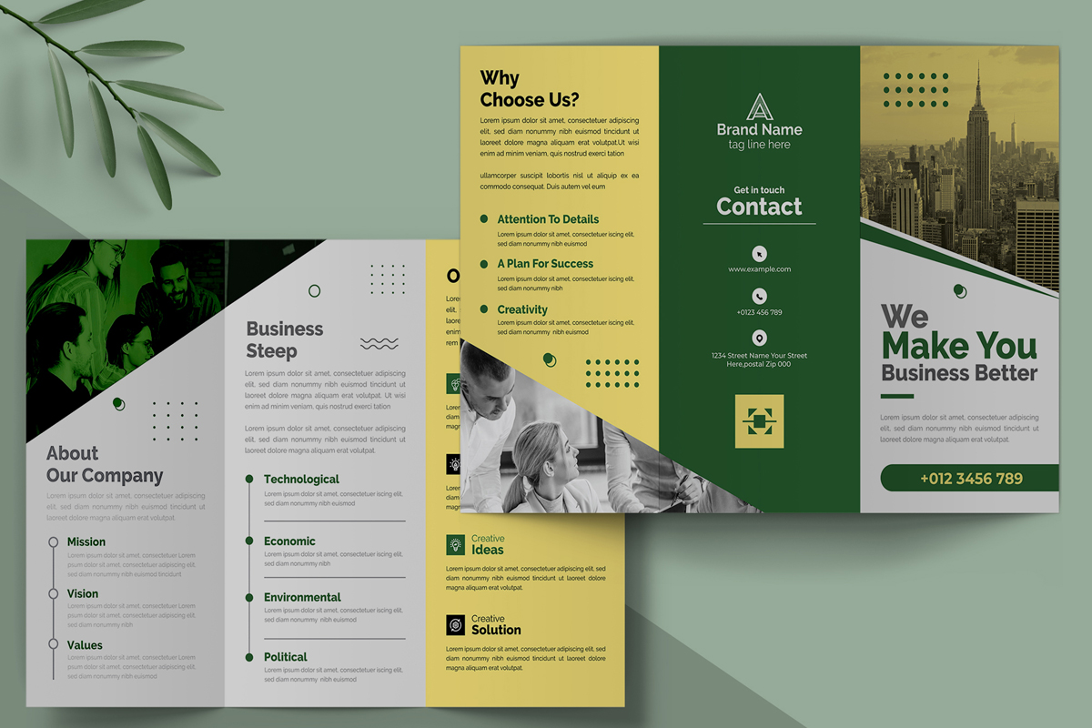 Business Trifold Brochure Design Template Layouts