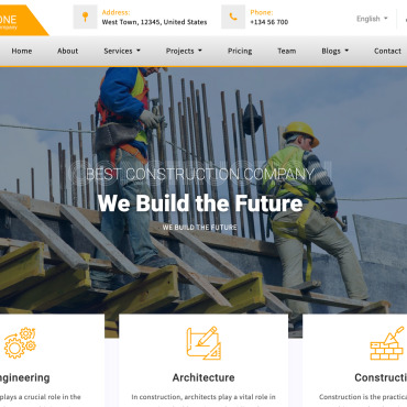 Construction Arcgitecture Responsive Website Templates 379874