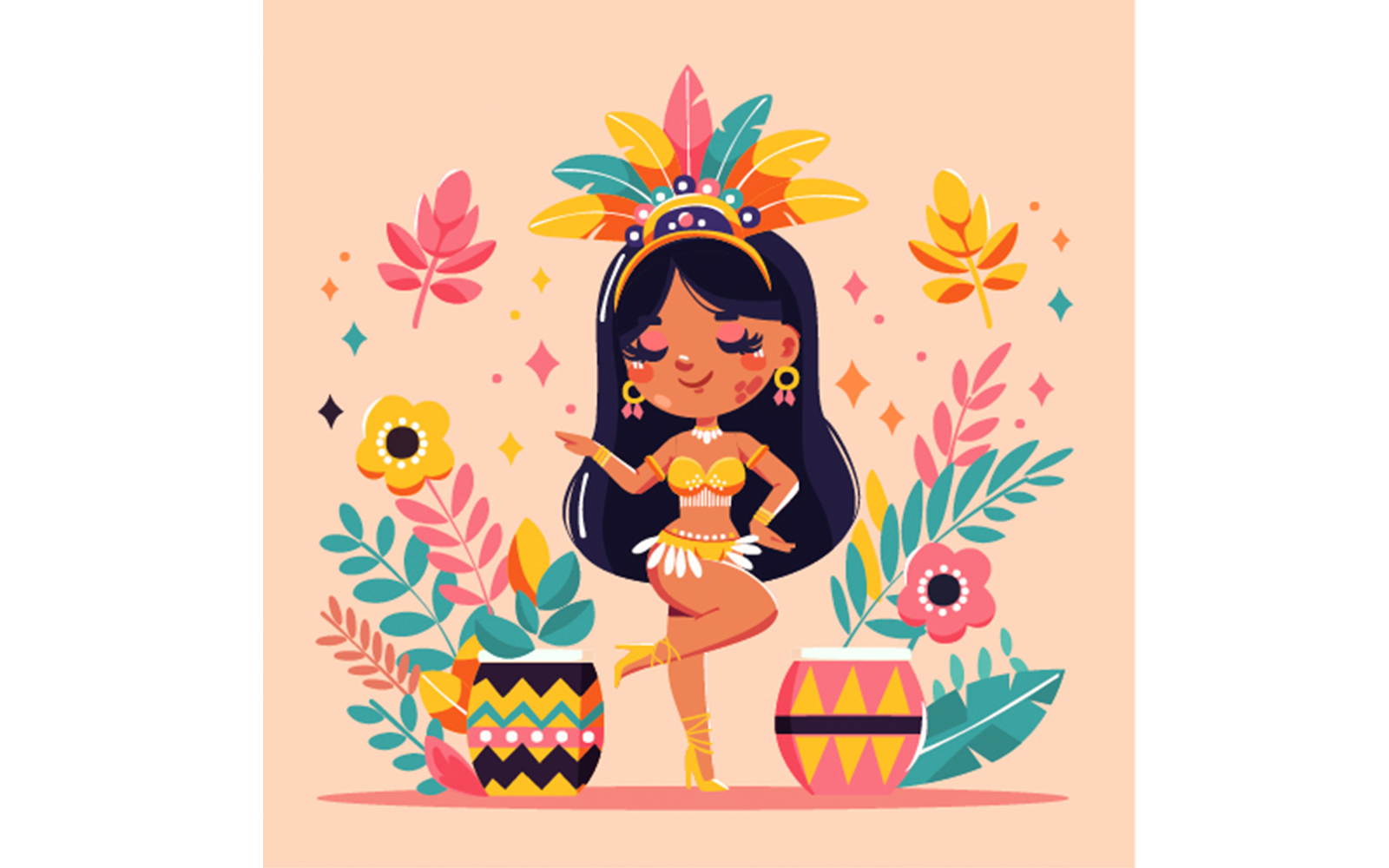 Vector Brazilian Carnival with Dancer Illustration